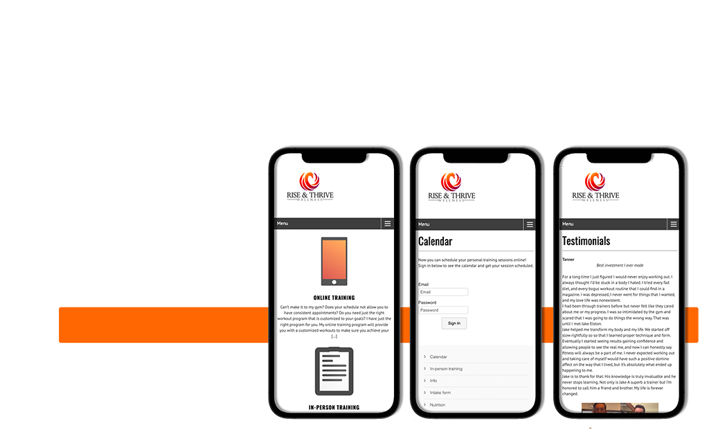 Rise and Thrive Wellness website shown on mobile screens